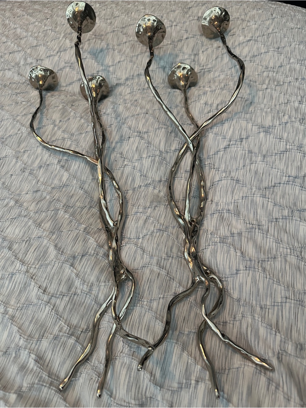 Modern Sculptural Chromed Brass Wall Sconces - by Mukal Goyal